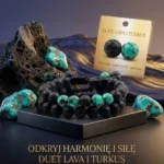 Bransoletka Howlit Zielony i Czarna Lawa - obrazek 2