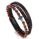 Bransoletka ze skóry z krzyżykiem