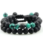 Bransoletka Howlit Zielony i Czarna Lawa
