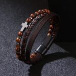 Bransoletka ze skóry z krzyżykiem - obrazek 3