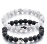 Bransoletka z białego onyxu z dodatkami lawy 2 szt. komplet - obrazek 5