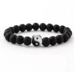 Bransoletka z białego onyxu z dodatkami lawy 2 szt. komplet - obrazek 3