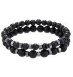 Bransoletka Czarna Lawa i Howlit 2 sztuki z dodatkami - obrazek 5
