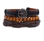 Bransoletka ze skóry brązowa - odcień jaśniejszy - obrazek 3