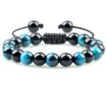 Bransoletka Niebieskie Tygrysie Oko i Czarny Howlit - obrazek 3