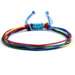 Bransoletka sznurkowa kolory niebiesko żółto czerwony