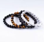 Bransoletka Lawa z dodatkami Howlit, Hematyt komplet 4 sztuki - obrazek 5