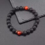 Bransoletka Czarna Matowa Lawa z motywem Agatu - obrazek 6