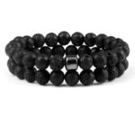 Bransoletka Czarna Lawa 2 sztuki Komplet