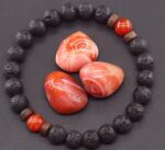 Bransoletka Czarna Matowa Lawa z motywem Agatu - obrazek 5