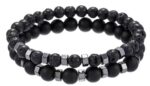 Bransoletka Czarna Lawa i Howlit 2 sztuki z dodatkami - obrazek 3