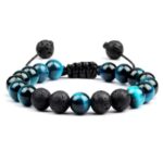 Bransoletka Zielony Turkus i Czarna Lawa