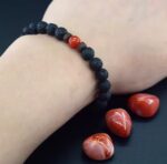 Bransoletka Czarna Matowa Lawa z motywem Agatu - obrazek 4