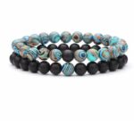 Bransoletka Tęczowy Hematyt i Czarny Howlit 2 sztuki komplet