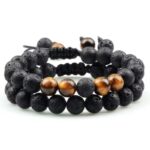 Bransoletka Lawa i Tygrysie Oko z dodatkami