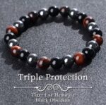 Bransoletka Tygrysie Oko i Czarny Obsydian - obrazek 4