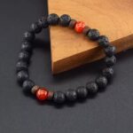 Bransoletka Czarna Matowa Lawa z motywem Agatu - obrazek 3