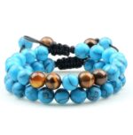Bransoletka Niebieski Turkus i Tygrysie Oko 2 sztuki z dodatkami - obrazek 3